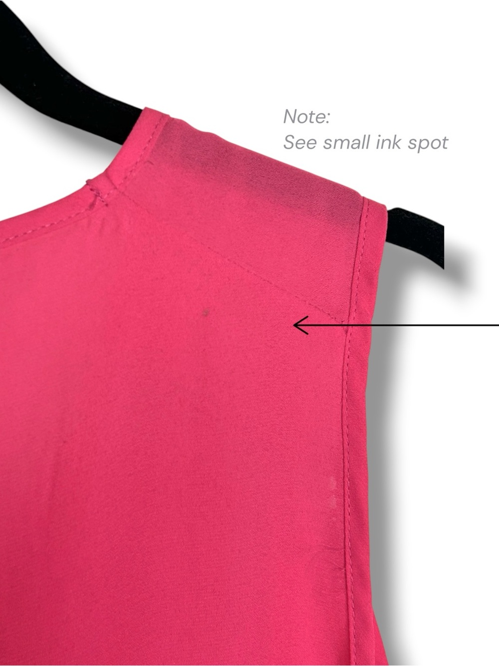 Anthro Elodie Hot Pink V-Neck Sleeveless Blouse Pintuck Crochet Trim Top M - Picture 13 of 15